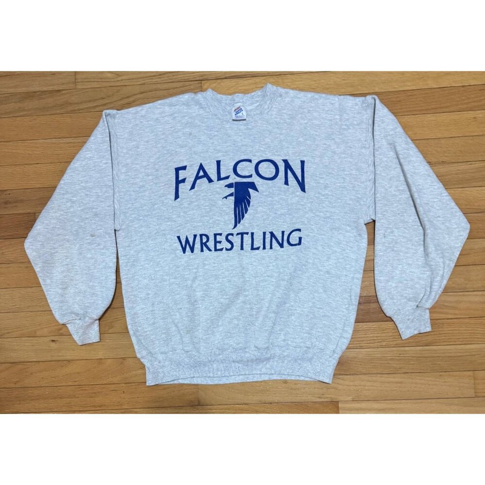 Vintage Jerzees Falcon Wrestling Sweatshirt Gray Women’s Oversized L Fit USA